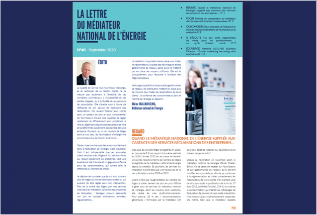 Lettre n°40 du médiateur national de l'énergie